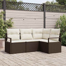 Sofa Sæt med pude med opbevaring 4 pcs Brun og Creme polyrattan