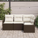 Sofa Sæt med pude med opbevaring 4 pcs Brun og Creme polyrattan