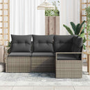 Sofa Sæt med pude med opbevaring 4 pcs Grå polyrattan