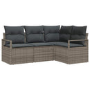 Sofa Sæt med pude med opbevaring 4 pcs Grå polyrattan