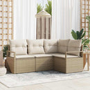 Sofa Sæt med pude 4 pcs Beige og creme polyrattan
