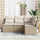 Sofa Sæt med pude 4 pcs Beige og creme polyrattan
