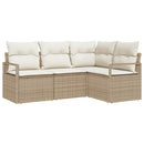 Sofa Sæt med pude 4 pcs Beige og creme polyrattan