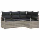 Sofa Sæt med pude med opbevaring 4 pcs Lysegrå polyrattan