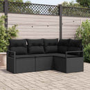 Sofa Sæt med pude med opbevaring 4 pcs Sort polyrattan