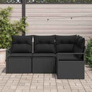 Sofa Sæt med pude med opbevaring 4 pcs Sort polyrattan