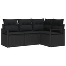 Sofa Sæt med pude med opbevaring 4 pcs Sort polyrattan