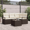 Sofa Sæt med pude med opbevaring 5 pcs Brun og Creme polyrattan