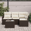 Sofa Sæt med pude med opbevaring 5 pcs Brun og Creme polyrattan