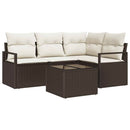 Sofa Sæt med pude med opbevaring 5 pcs Brun og Creme polyrattan