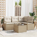 Sofa Sæt med pude 5 pcs Beige og creme polyrattan