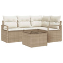 Sofa Sæt med pude 5 pcs Beige og creme polyrattan