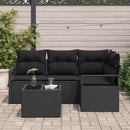 Sofa Sæt med pude med opbevaring 5 pcs Sort polyrattan