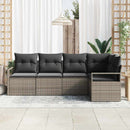 Havesofa Sæt med pude med opbevaring 5 pcs Grå polyrattan