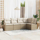 Havesofa Sæt med pude 5 pcs Beige og hvid polyrattan