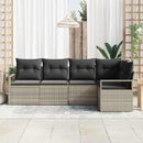 Havesofa Sæt med pude med opbevaring 5 pcs Lysegrå polyrattan