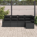 Havesofa Sæt med pude med opbevaring 5 pcs Sort polyrattan