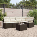 Havesofa Sæt med pude 6 pcs Brun og Creme polyrattan