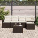 Havesofa Sæt med pude 6 pcs Brun og Creme polyrattan