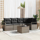 Havesofa Sæt med pude med opbevaring 6 pcs Lysegrå polyrattan