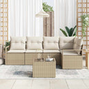 Havesofa Sæt med pude 6 pcs Beige og creme polyrattan
