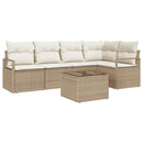 Havesofa Sæt med pude 6 pcs Beige og creme polyrattan