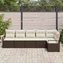 Havesofa Sæt med pude 6 pcs Brun og hvid polyrattan