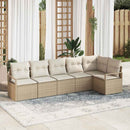 Havesofa Sæt med pude 6 pcs Beige og hvid polyrattan