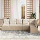 Havesofa Sæt med pude 6 pcs Beige og hvid polyrattan