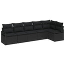 Havesofa Sæt med pude med opbevaring 6 pcs Sort polyrattan