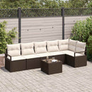 Havesofa Sæt med pude 7 pcs Brun og Creme polyrattan