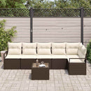 Havesofa Sæt med pude 7 pcs Brun og Creme polyrattan