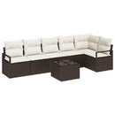 Havesofa Sæt med pude 7 pcs Brun og Creme polyrattan