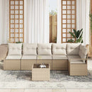 Havesofa Sæt med pude 7 pcs Beige og creme polyrattan