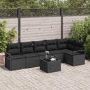 Havesofa Sæt med pude med opbevaring 7 pcs Sort polyrattan