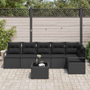 Havesofa Sæt med pude med opbevaring 7 pcs Sort polyrattan