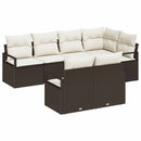 Havesofa Sæt med pude 7 pcs Brun og hvid polyrattan