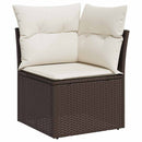 Havesofa Sæt med pude 7 pcs Brun og hvid polyrattan