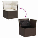 Havesofa Sæt med pude 7 pcs Brun og hvid polyrattan