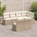 Havesofa Sæt med pude 7 pcs Beige og hvid polyrattan