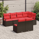 Havesofa Sæt med pude 7 pcs Brun og Rød polyrattan