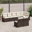 Havesofa Sæt med pude 8 pcs Brun og hvid polyrattan
