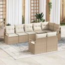 Havesofa Sæt med pude 8 pcs Beige og hvid polyrattan