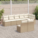 Havesofa Sæt med pude 8 pcs Beige og hvid polyrattan