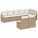 Havesofa Sæt med pude 8 pcs Beige og hvid polyrattan