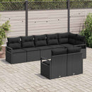 Havesofa Sæt med pude med opbevaring 8 pcs Sort polyrattan
