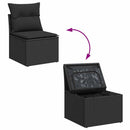 Havesofa Sæt med pude med opbevaring 8 pcs Sort polyrattan