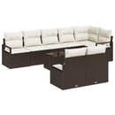 Havesofa Sæt med pude 9 pcs Brun og Creme polyrattan