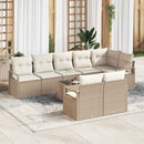 Havesofa Sæt med pude 9 pcs Beige og creme polyrattan