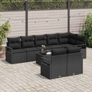 Havesofa Sæt med pude med opbevaring 9 pcs Sort polyrattan
